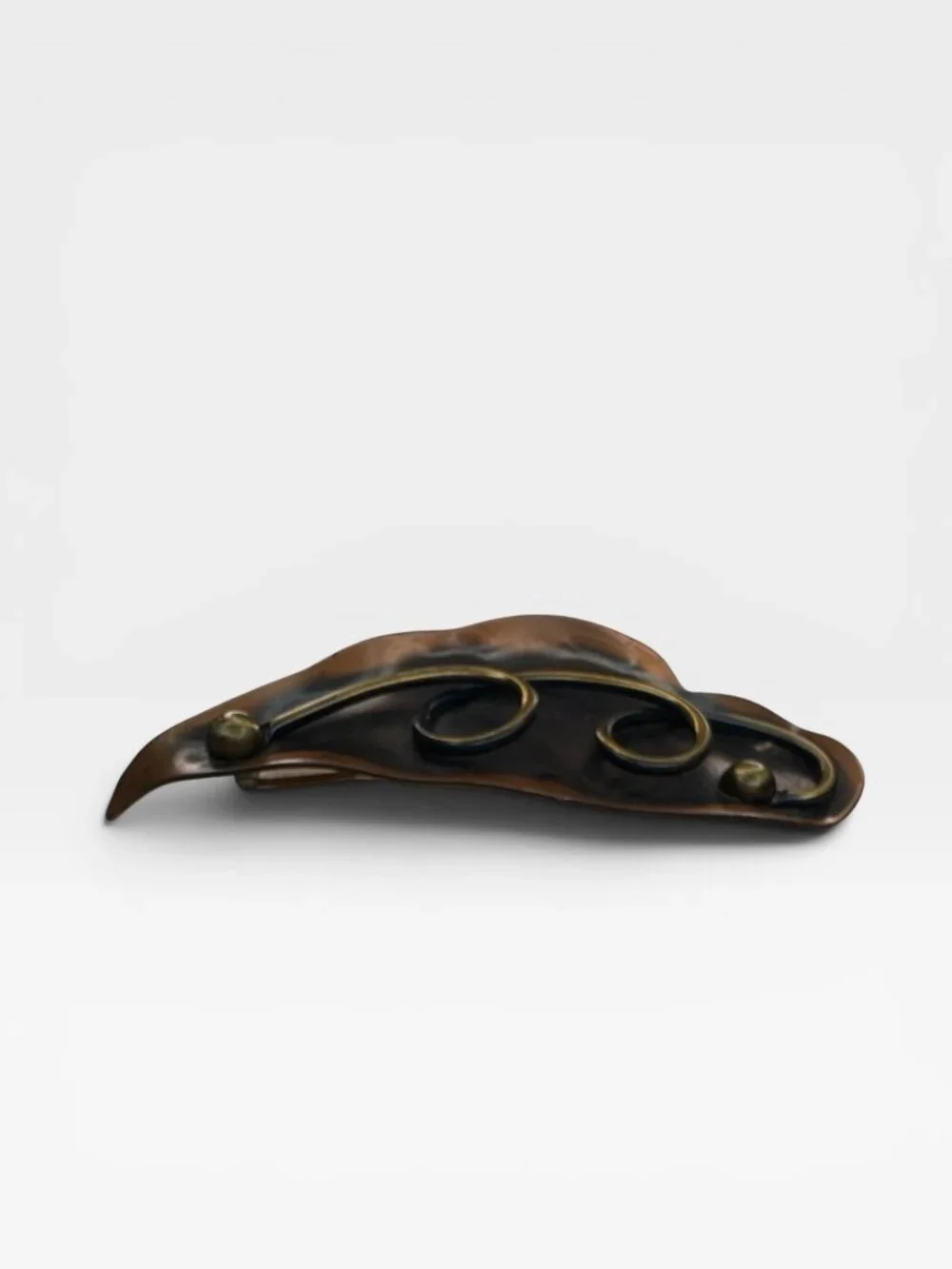 Genuine Copper Abstract Leaf Brooch Mid Century Modern Studio Craft Pin